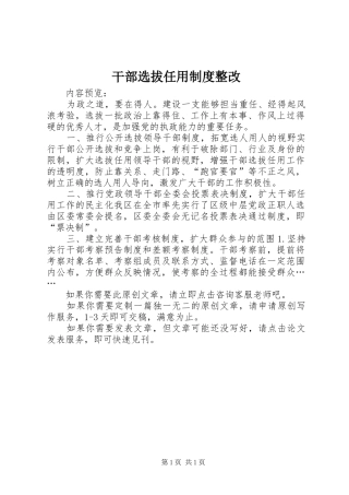 干部选拔任用制度整改