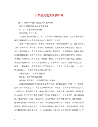 小学生竞选大队委口号 