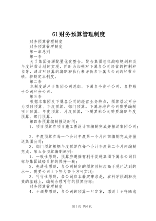 61财务预算管理制度