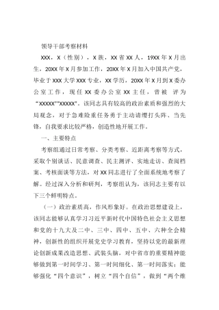 领导干部考察材料