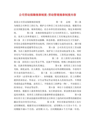 公司劳动保障规章制度-劳动管理规章制度内容 