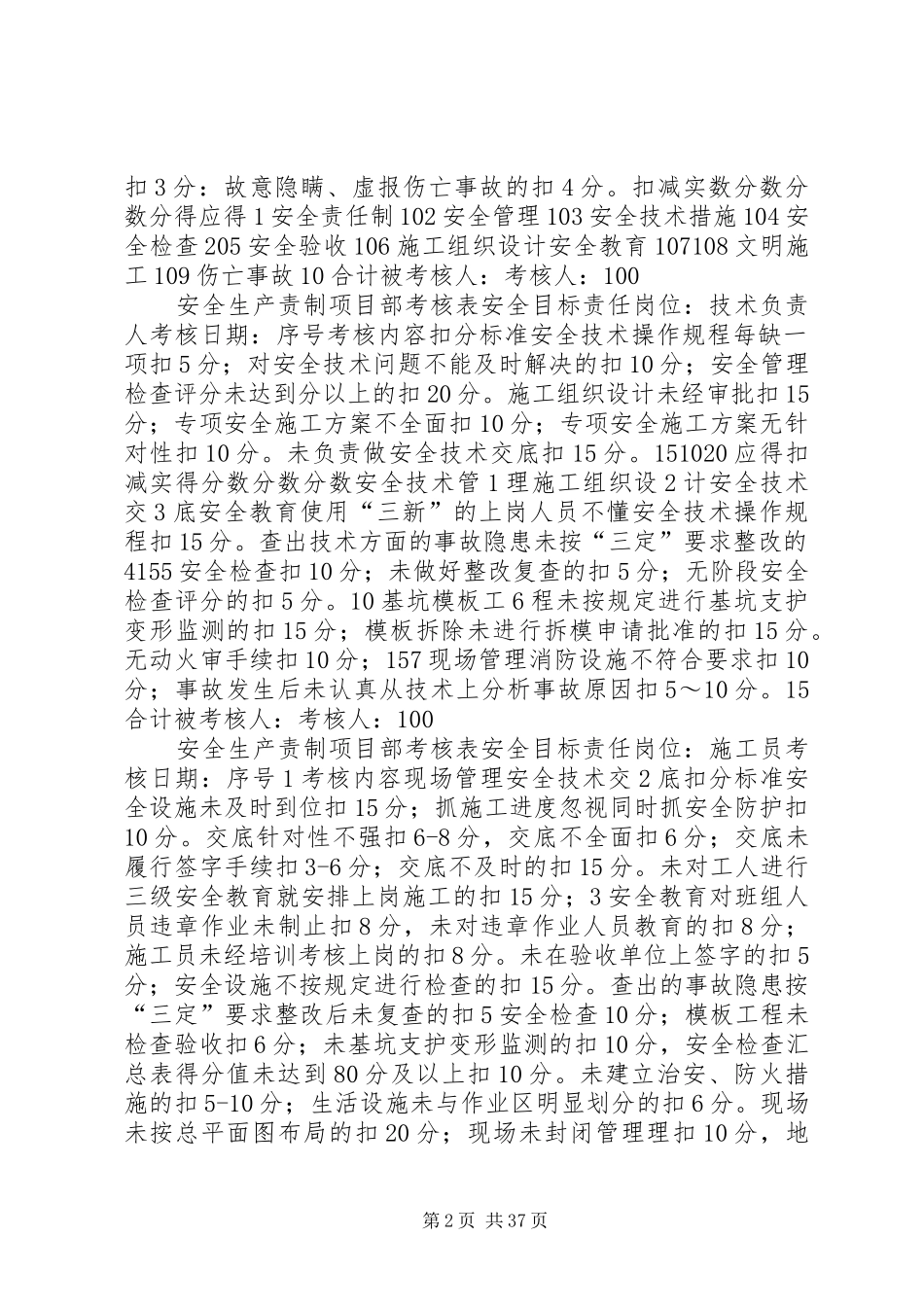 项目部安全生产责任制考核制度及考核表_第2页