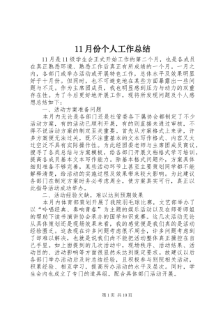 11月份个人工作总结