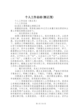 个人工作总结(郭正茂)