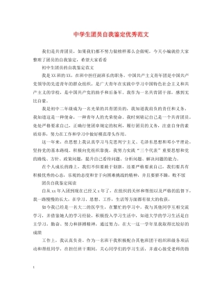 生团员自我鉴定优秀范文 