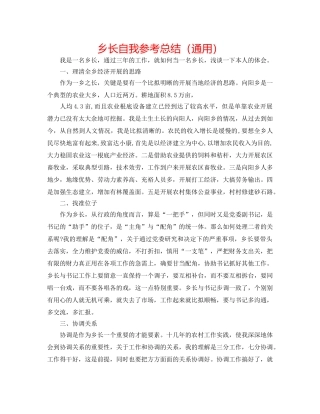 乡长自我参考总结（通用） 