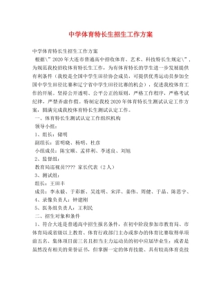 体育特长生招生工作方案 