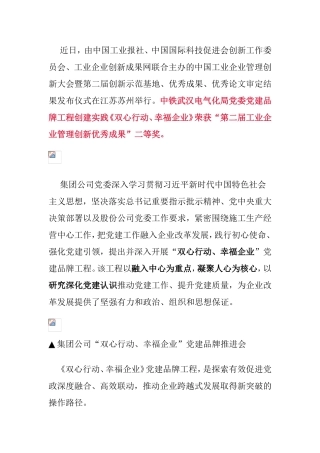 某集团《双心行动、幸福企业》党建品牌工程