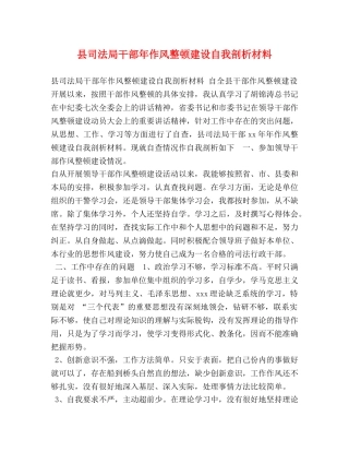县司法局干部年作风整顿建设自我剖析材料 