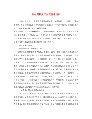 供电局新员工自我鉴定材料 