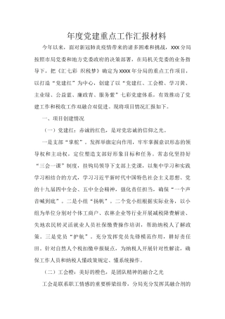 年度党建重点工作汇报材料