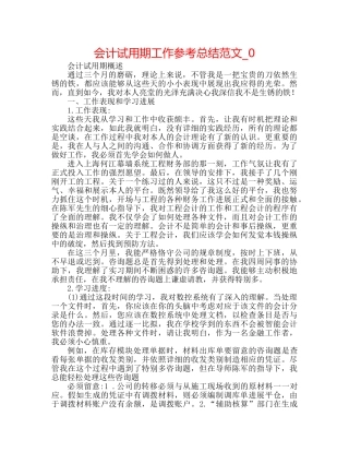 会计试用期工作参考总结范文_0 