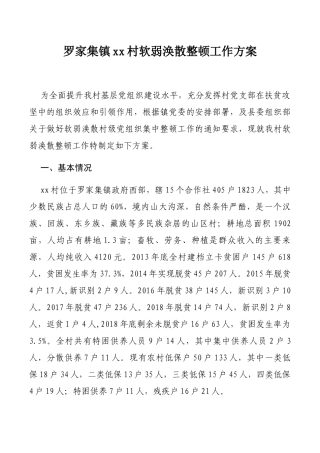 xx村软弱涣散整顿方案