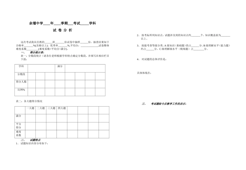 试卷分析样表_第1页