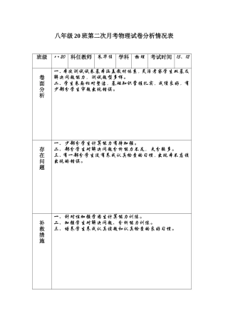 试卷分析情况表