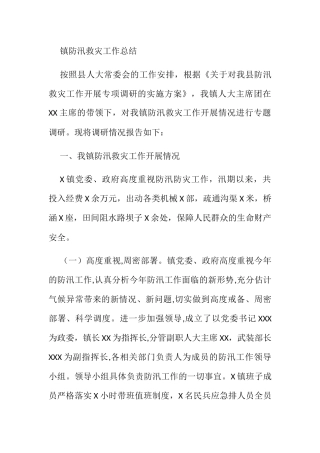 镇防汛救灾工作总结