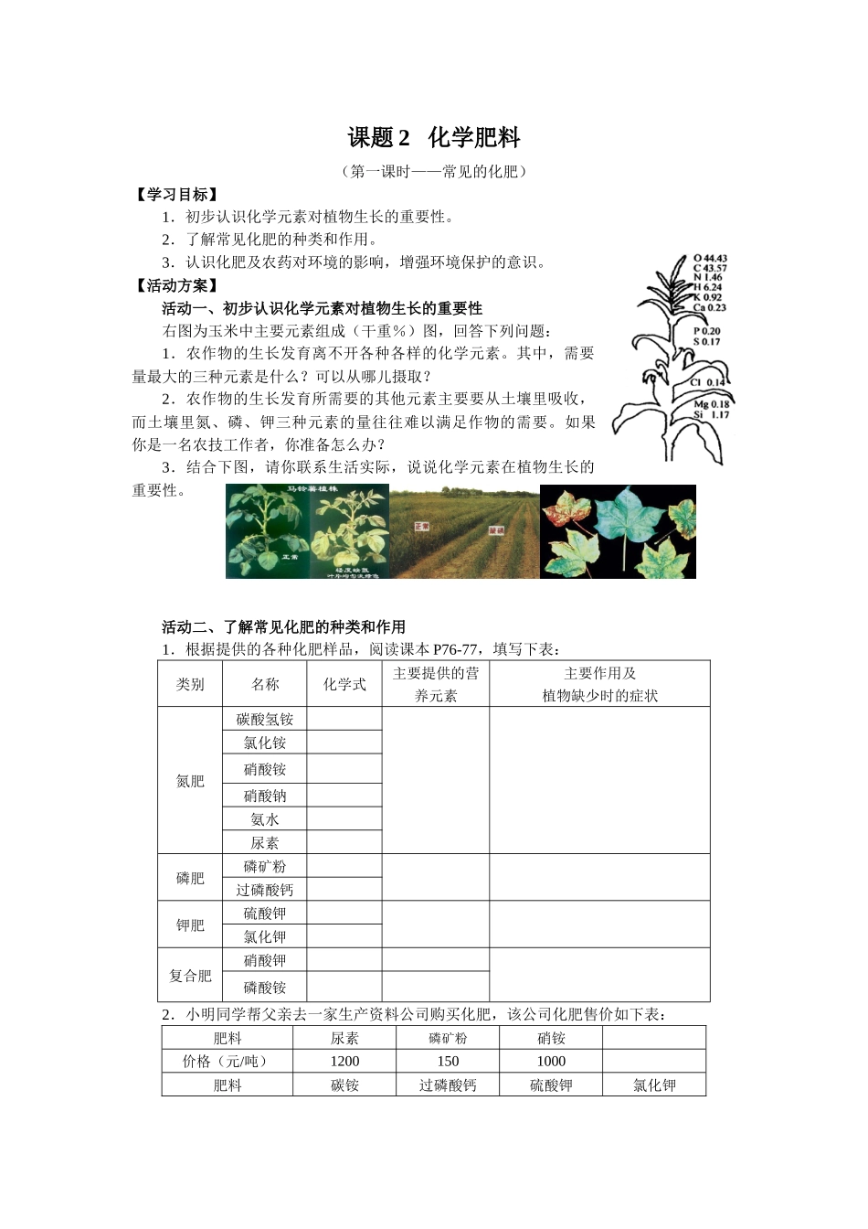 课题2化学肥料_第1页