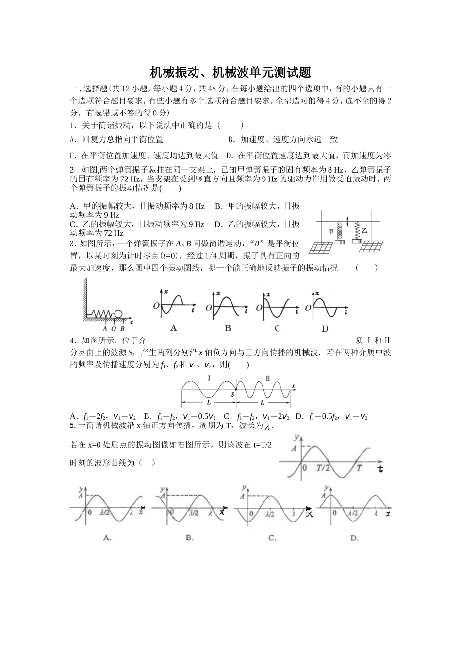 机械振动测试题_第1页