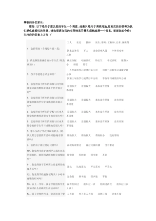 尊敬的各位家长