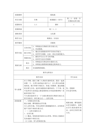 生物的无性生殖