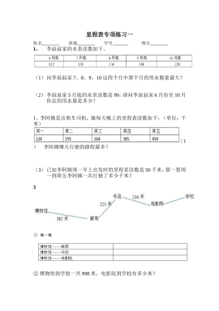 里程表专项练习