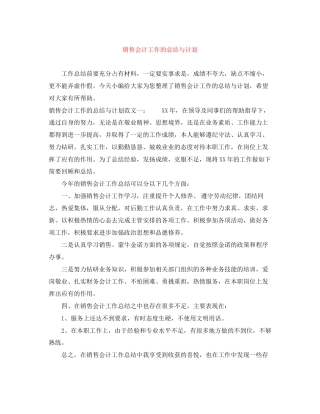 销售会计工作的总结与计划