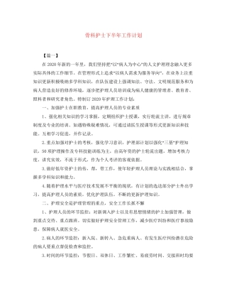 骨科护士下半年工作计划