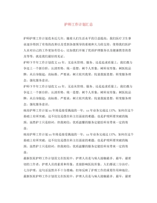 护师工作计划汇总
