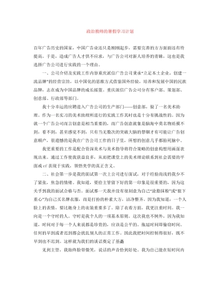 政治教师的暑假学习计划