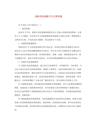 2020年少先队个人工作计划
