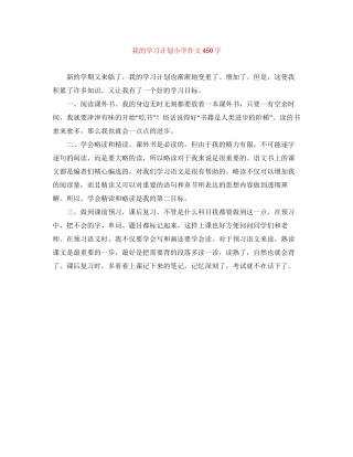 我的学习计划小学作文450字