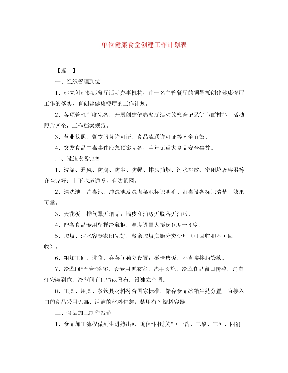 单位健康食堂创建工作计划表_第1页
