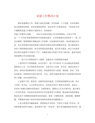 党建工作整改计划