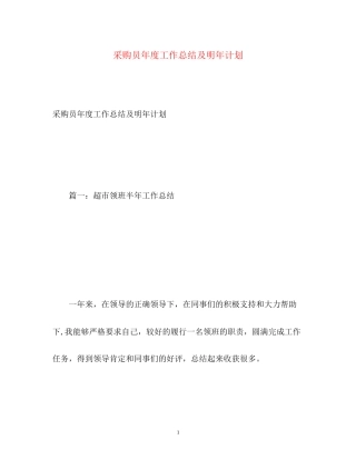 采购员年度工作总结及明年计划