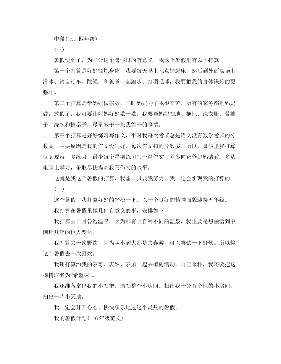 暑假学习计划低年级范文_第2页