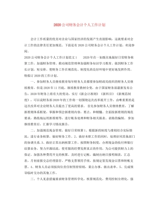 公司财务会计个人工作计划