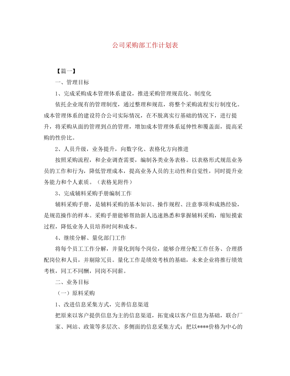 公司采购部工作计划表_第1页