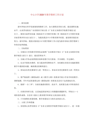 中心小学年教学教研工作计划