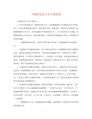 乡镇团支部工作计划范例