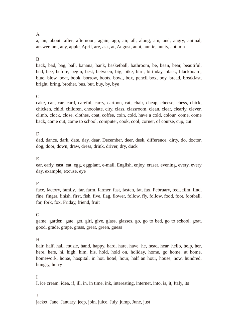 小学英语单词表_第1页