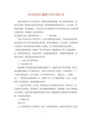 幼儿园园长年新学期计划