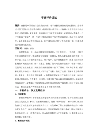 曹操评价综述