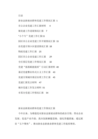 非公党建工作汇报汇编