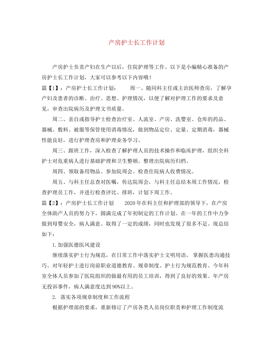 产房护士长工作计划_第1页