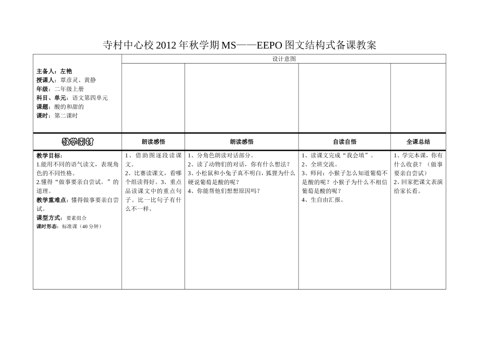 酸的和甜的教案_第2页