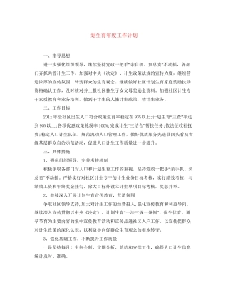 划生育年度工作计划