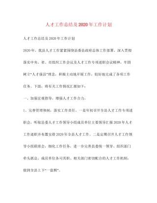 人才工作总结及年工作计划