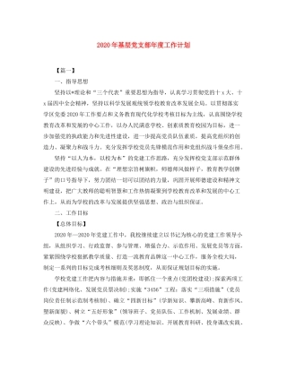 2020年基层党支部年度工作计划