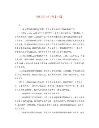 局团支部工作计划【三篇】