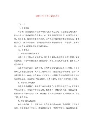 团委三年工作计划怎么写